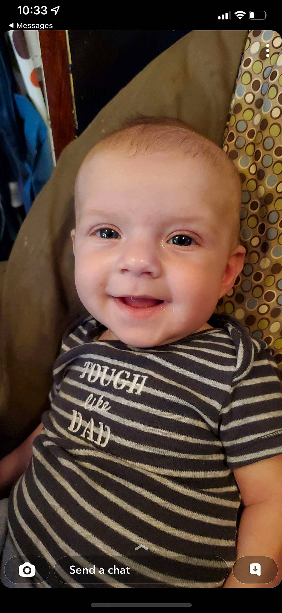 Brogan is registered to the contest to win money with this photo: baby, baby_toddler_clothing, cheek, child, chin, eye, eyebrow, eyelash, face, fun, happy, head, iris, joy, nose, person, portrait_photography, skin, sleeve, smile