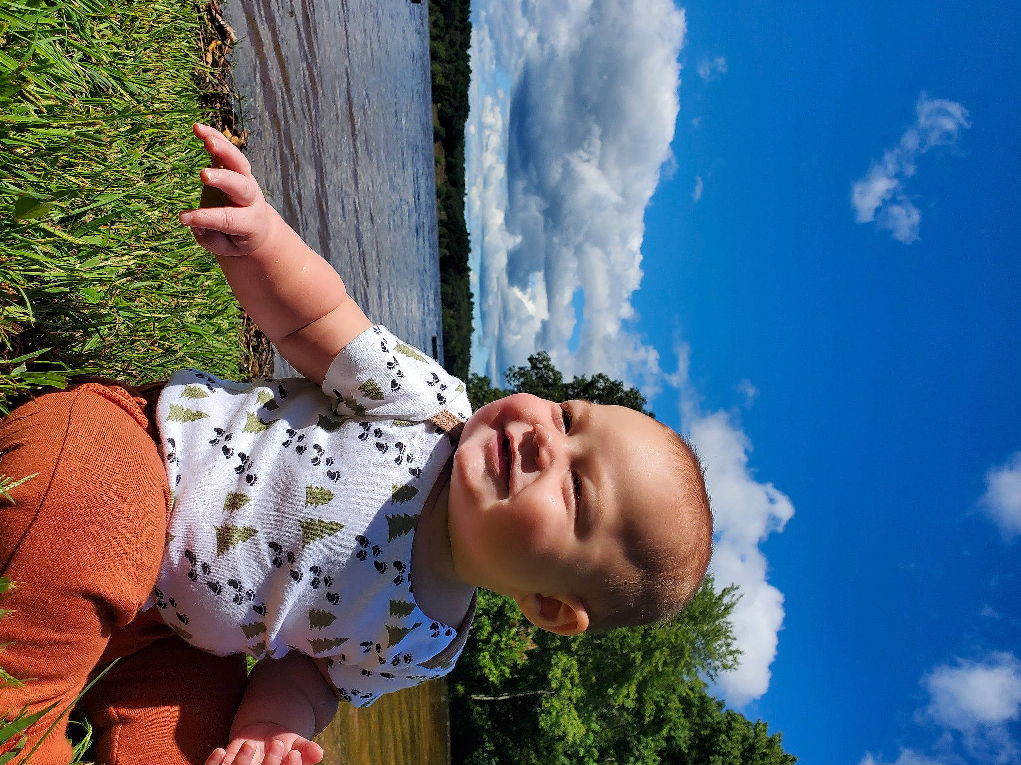 Nolan is registered to the contest to win money with this photo: arm, azure, blue, cloud, cool, daytime, flash_photography, grass, happy, leaf, leisure, light, nature, people_in_nature, person, photograph, plant, sky, summer, tree