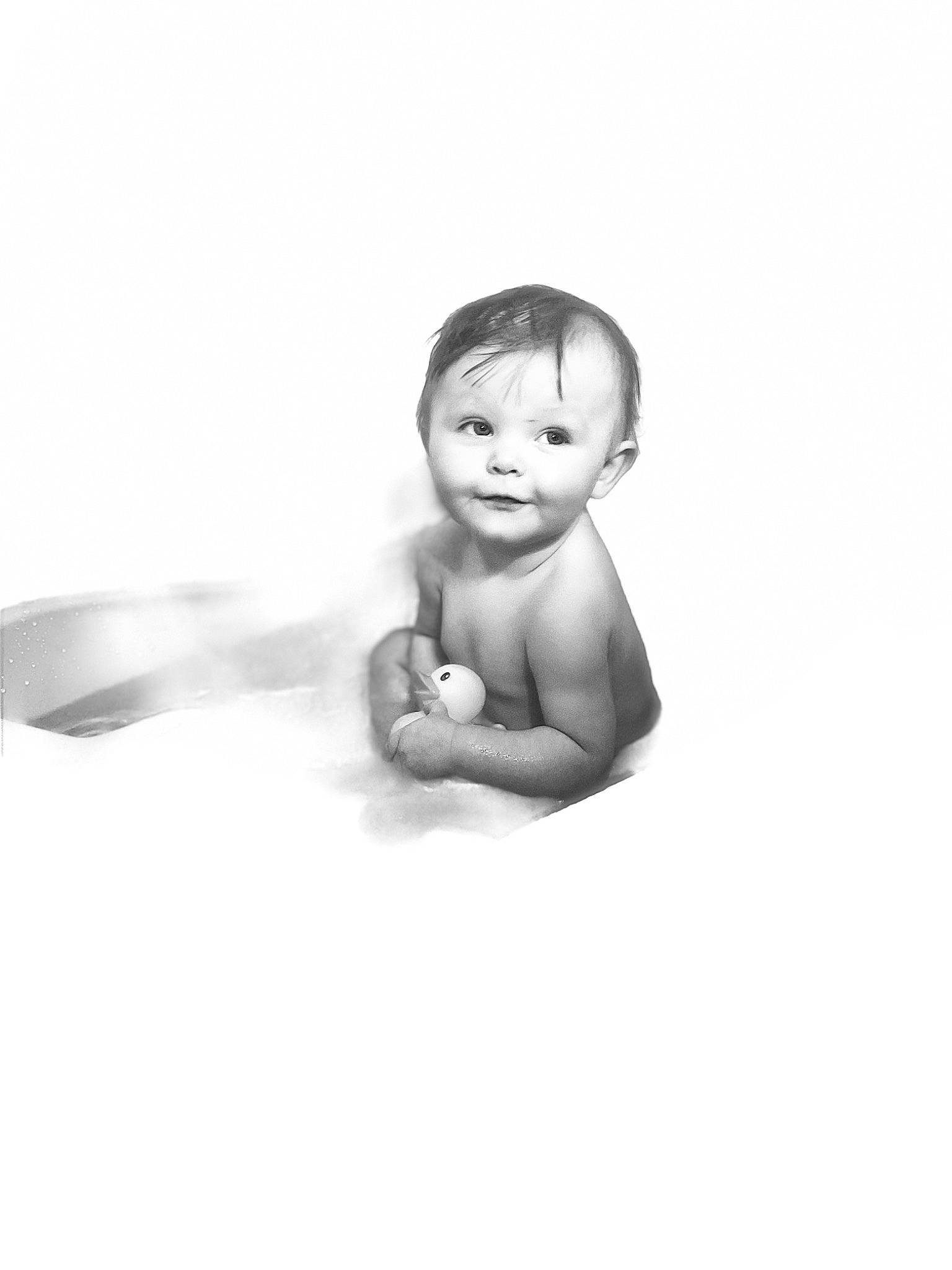 Josie joined the competition — help win amazing prizes! abdomen, baby, barechested, bathing, chest, child, elbow, flash_photography, fun, gesture, happy, monochrome, monochrome_photography, person, portrait, portrait_photography, room, smile, stomach, toddler