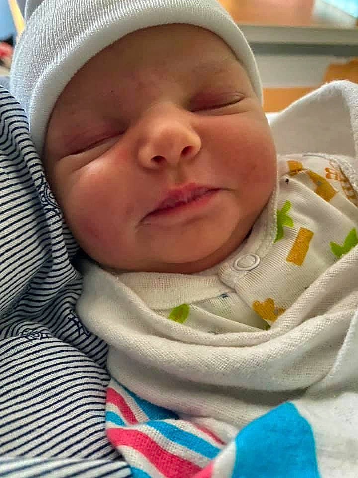 Sawyer joined the competition — help win amazing prizes! baby, baby_toddler_clothing, blue, cap, cheek, child, chin, collar, comfort, grass, happy, headwear, linens, mouth, nose, pattern, person, product, skin, textile