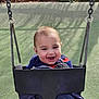 baby, backyard, clothing, coat, face, grass, happy, head, jacket, nature, outdoorplayarea, outdoors, park, person, photography, plant, playarea, portrait, swing, toy