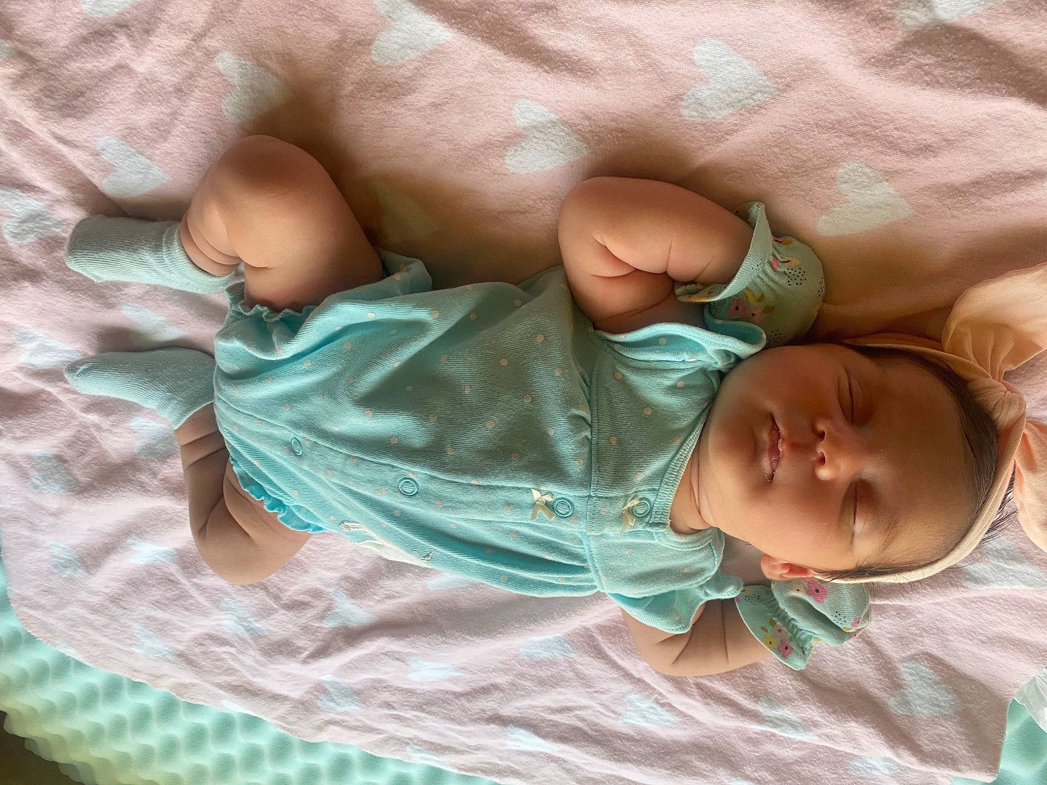 Adelynn is registered to the contest to win money with this photo: baby, baby_products, baby_sleeping, baby_toddler_clothing, beauty, bedtime, child, comfort, finger, green, hand, linens, mammal, mouth, person, product, room, skin, sleeve, textile