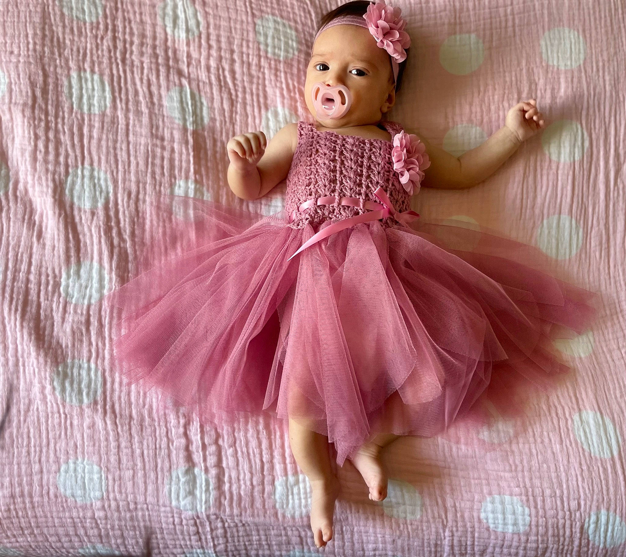 Amaya joined the competition — help win amazing prizes! baby_toddler_clothing, ballet_tutu, beauty, day_dress, doll, dress, embellishment, fashion_design, gown, headpiece, magenta, one_piece_garment, person, petal, pink, purple, ruffle, skin, sleeve, textile