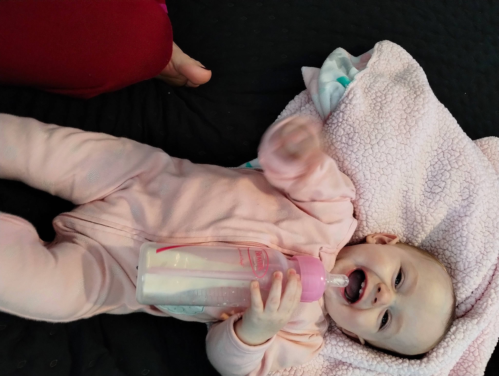 Octavia joined the competition — help win amazing prizes! baby, baby_products, baby_toddler_clothing, cheek, child, comfort, finger, gesture, hat, human_leg, mouth, nail, person, room, sitting, skin, sleeve, smile, textile, thumb