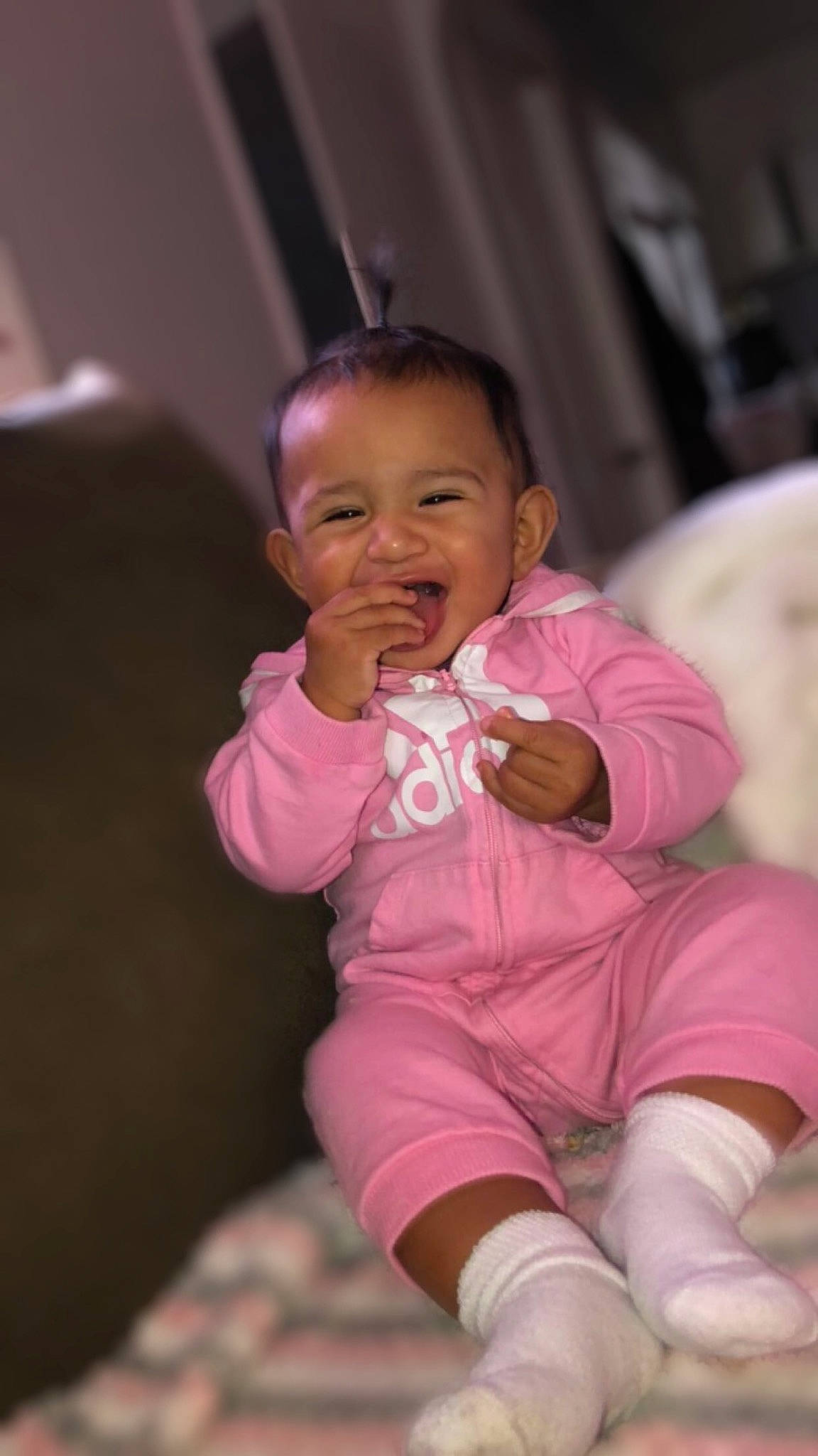 Amor joined the competition — help win amazing prizes! arm, baby, baby_toddler_clothing, cheek, chin, ear, eye, finger, fun, gesture, happy, head, iris, lip, mouth, nose, person, pink, skin, sleeve