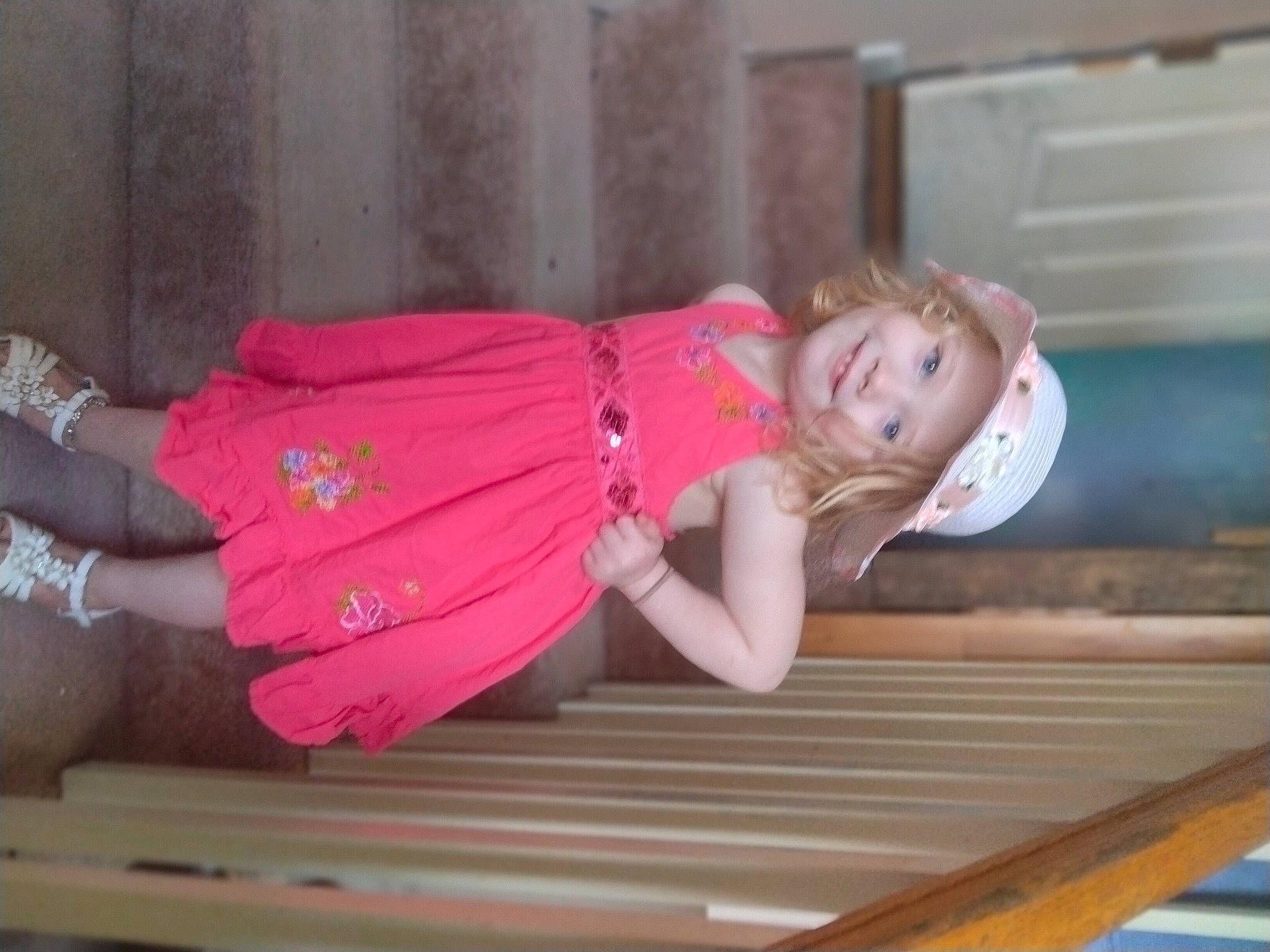 Brooklyn joined the competition — help win amazing prizes! abdomen, baby_toddler_clothing, comfort, flooring, fun, happy, hardwood, headwear, human_leg, joint, joy, knee, leisure, magenta, person, room, sitting, sunglasses, thigh, toddler