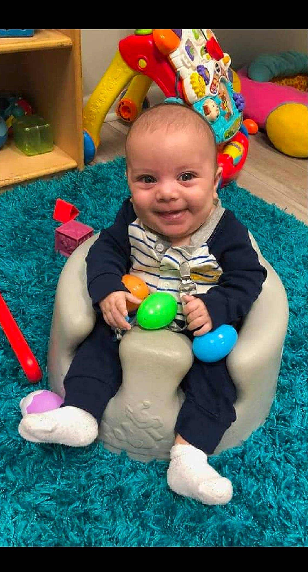 Hugo joined the competition — help win amazing prizes! baby, blue, cheek, child, face, flooring, fun, green, happy, head, joy, leg, leisure, person, recreation, skin, smile, snapshot, thigh, toddler