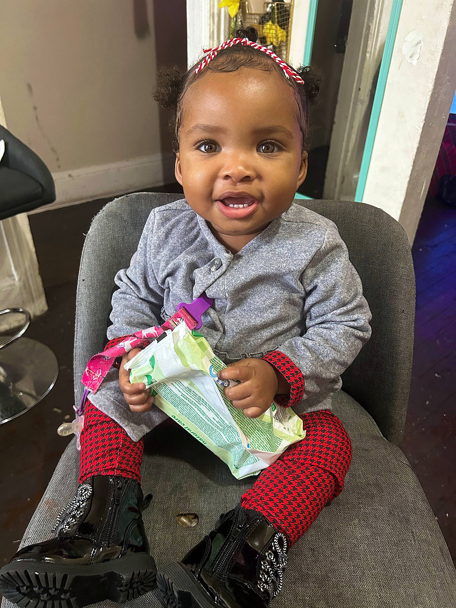 Faith joined the competition — help win amazing prizes! baby, baby_toddler_clothing, car_seat, cheek, child, comfort, event, face, fun, happy, head, lap, person, play, room, sharing, sitting, skin, sleeve, smile