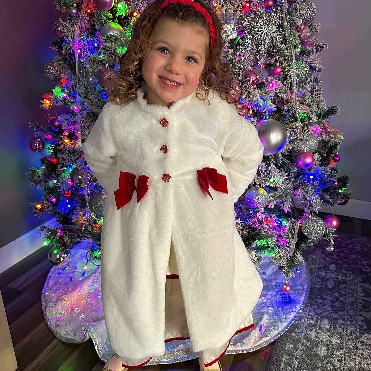 Italia joined the competition — help win amazing prizes! accessories, child, christmas, christmasdecorations, christmastree, clothing, coat, dress, face, female, festival, footwear, girl, happy, head, person, photography, portrait, shoe, smile