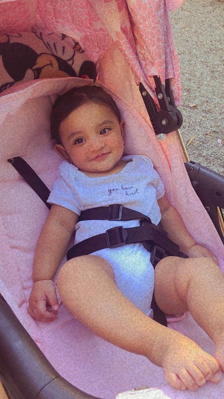 Bianca joined the competition — help win amazing prizes! arm, baby, baby_toddler_clothing, cheek, comfort, eye, facial_expression, finger, hairstyle, happy, head, iris, joy, knee, lap, leg, mouth, person, pink, skin