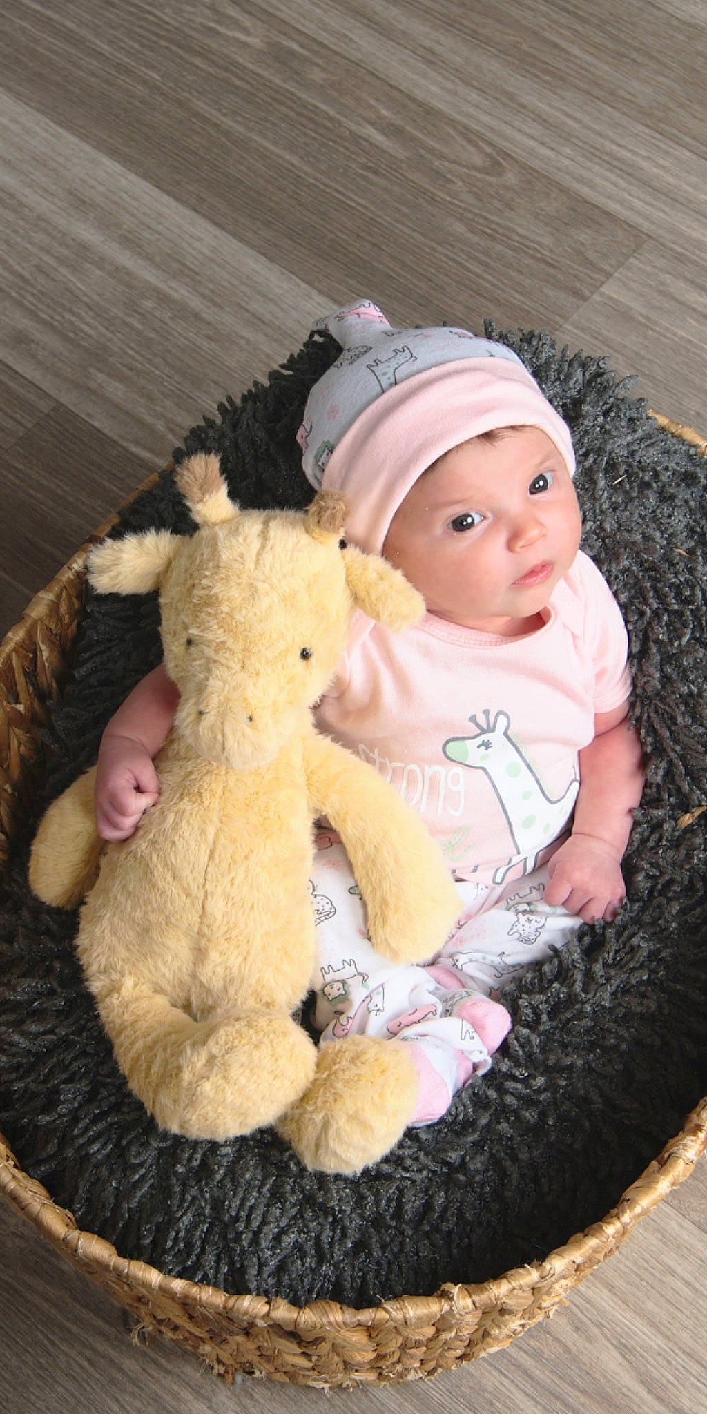 Ashlynn is registered to the contest to win money with this photo: baby, baby_toddler_clothing, cap, cheek, child, comfort, eye, fashion_accessory, fur, headgear, headwear, knit_cap, person, pink, skin, sleeve, stuffed_toy, teddy_bear, toddler, toy