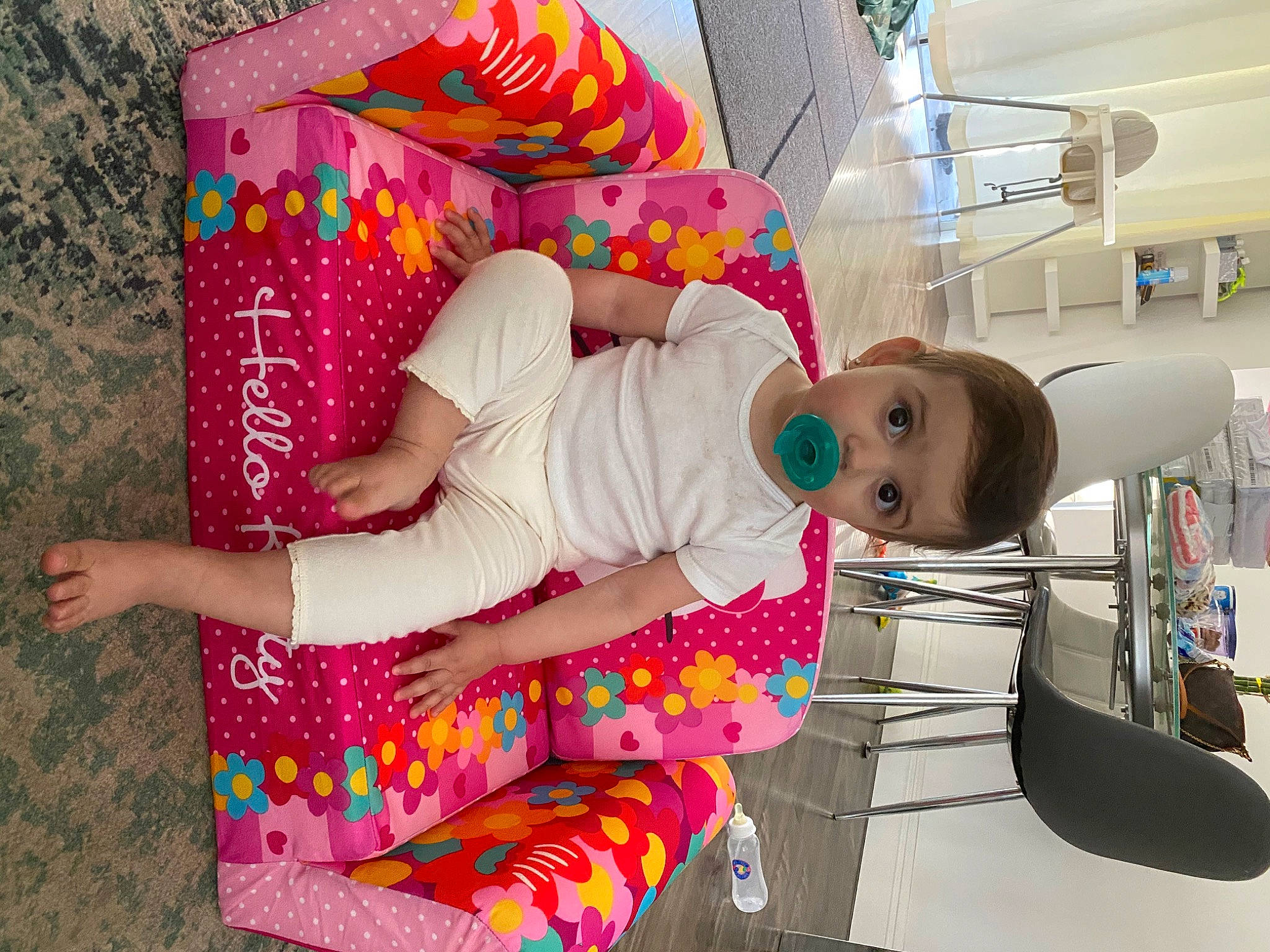 Elana joined the competition — help win amazing prizes! baby, child, fun, person, pink, play, room, surprise, textile, toddler, vacation