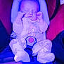Kolten is registered to the contest to win money with this photo: baby, blue_light, car_seat, child, child_seat, clothing, cute, face, feet, hands, indoor, infant, newborn, pajamas, person, portrait, resting, safety, seat_belt, sleeping