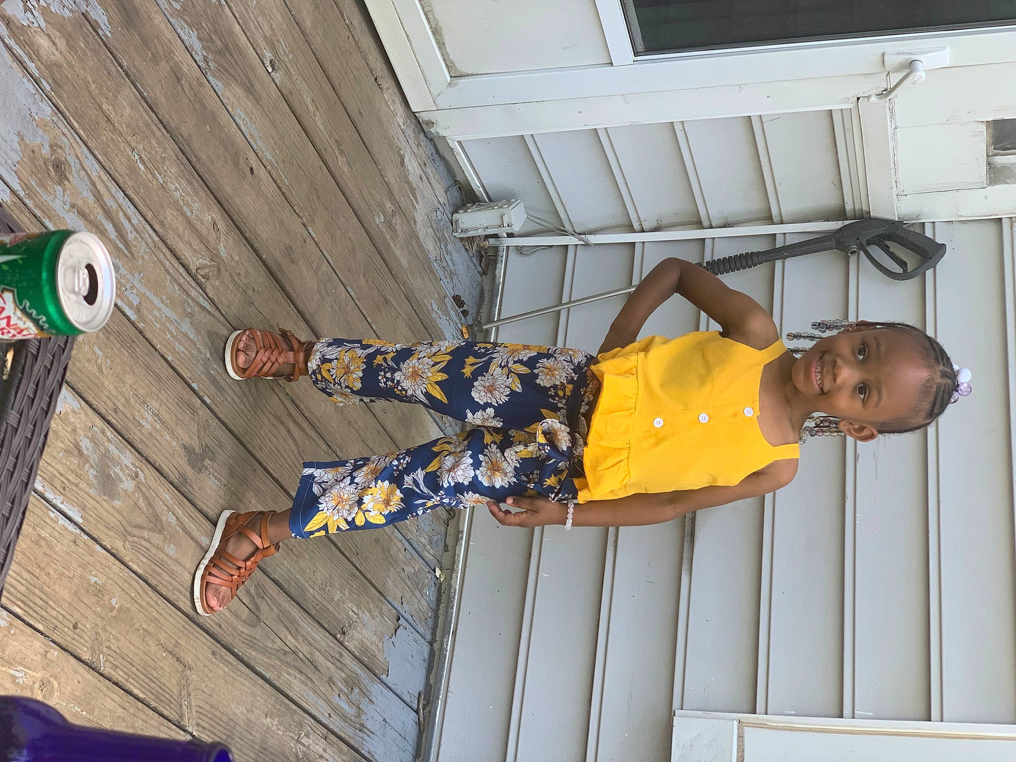 Samariah is registered to the contest to win money with this photo: child, flooring, fun, happy, joy, person, room, thigh, toddler, traffic_sign, wood