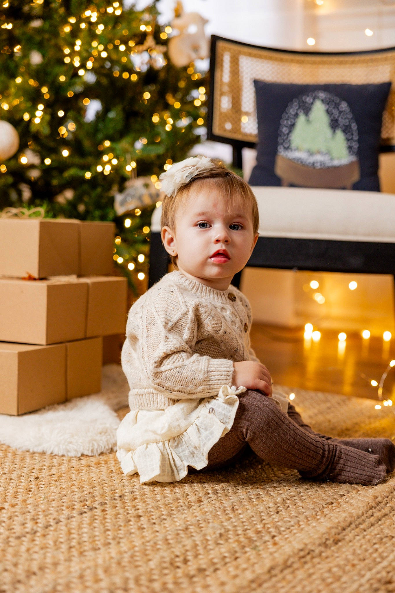 Nicole joined the competition — help win amazing prizes! baby, baby_toddler_clothing, child, christmas_decoration, christmas_ornament, christmas_tree, dress, event, flash_photography, flooring, fun, happy, ornament, person, picture_frame, room, sitting, sleeve, toddler, tree