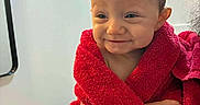 Jaxxon joined the competition — help win amazing prizes! baby, bathroom, child, cute, expression, face, fresh, hand, holding, indoor, person, portrait, red, skin, smile, tattoo, towel, wet_hair, wrapped, young
