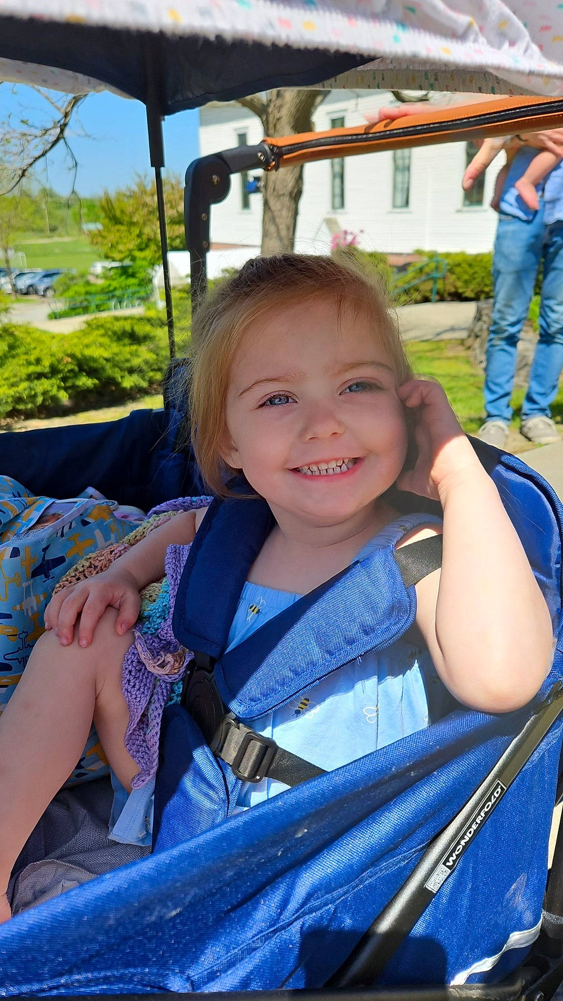 Ayrabella joined the competition — help win amazing prizes! blue, child, electric_blue, event, facial_expression, fun, grass, happy, joy, leaf, leisure, person, plant, recreation, sitting, skin, smile, summer, toddler, travel