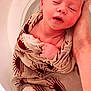 newborn, baby, sleeping, blanket, hand, tub, wrapped, peaceful, infant, human, skin, portrait, cute, resting, closeup, soft, comfort, care, parent, child