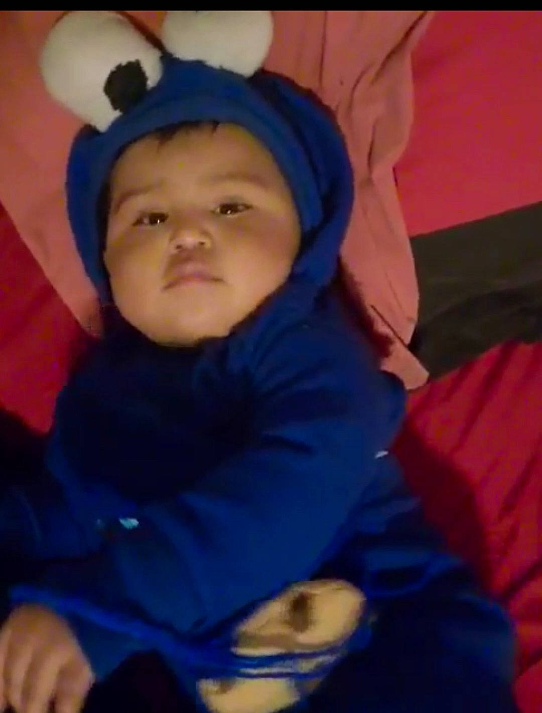 Orion joined the competition — help win amazing prizes! baby, baby_products, baby_toddler_clothing, blue, cheek, child, comfort, electric_blue, eyebrow, fun, happy, headwear, linens, mouth, nose, person, purple, sitting, smile, textile