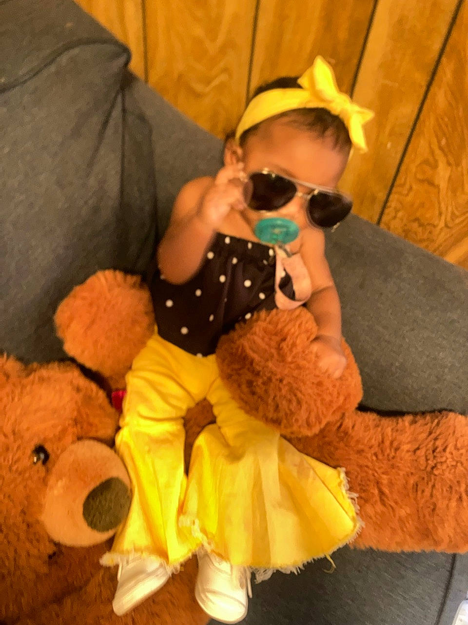Royalty joined the competition — help win amazing prizes! baby, baby_toddler_clothing, beard, comfort, eyewear, fur, glasses, goggles, hat, headgear, lap, person, plush, room, sitting, stuffed_toy, sunglasses, teddy_bear, thigh, toy