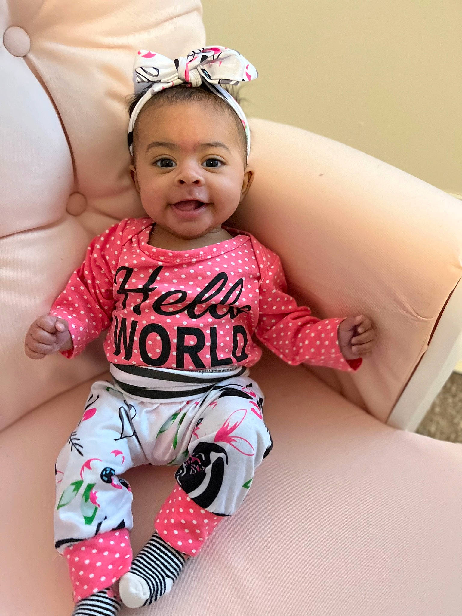 Kamiyah joined the competition — help win amazing prizes! arm, baby, baby_toddler_clothing, clothing, comfort, eye, face, facial_expression, head, joy, leg, neck, organ, person, product, shoulder, skin, sleeve, smile, textile