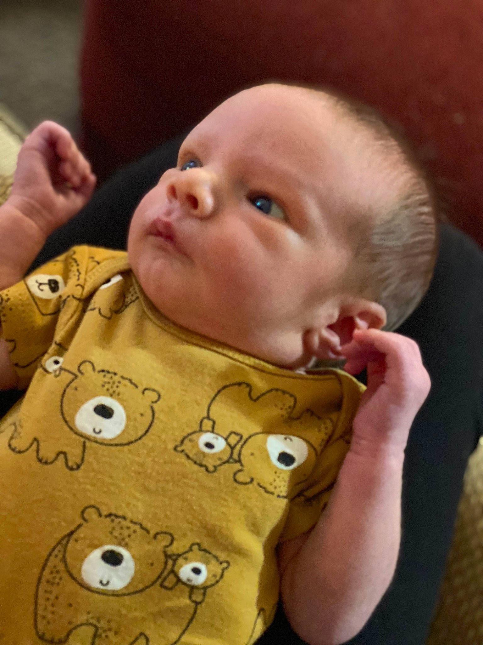 Lane Steele is registered to the contest to win money with this photo: baby, baby_toddler_clothing, cheek, child, chin, collar, comfort, face, facial_expression, finger, gesture, happy, head, mammal, nose, person, skin, sleeve, thumb, toddler