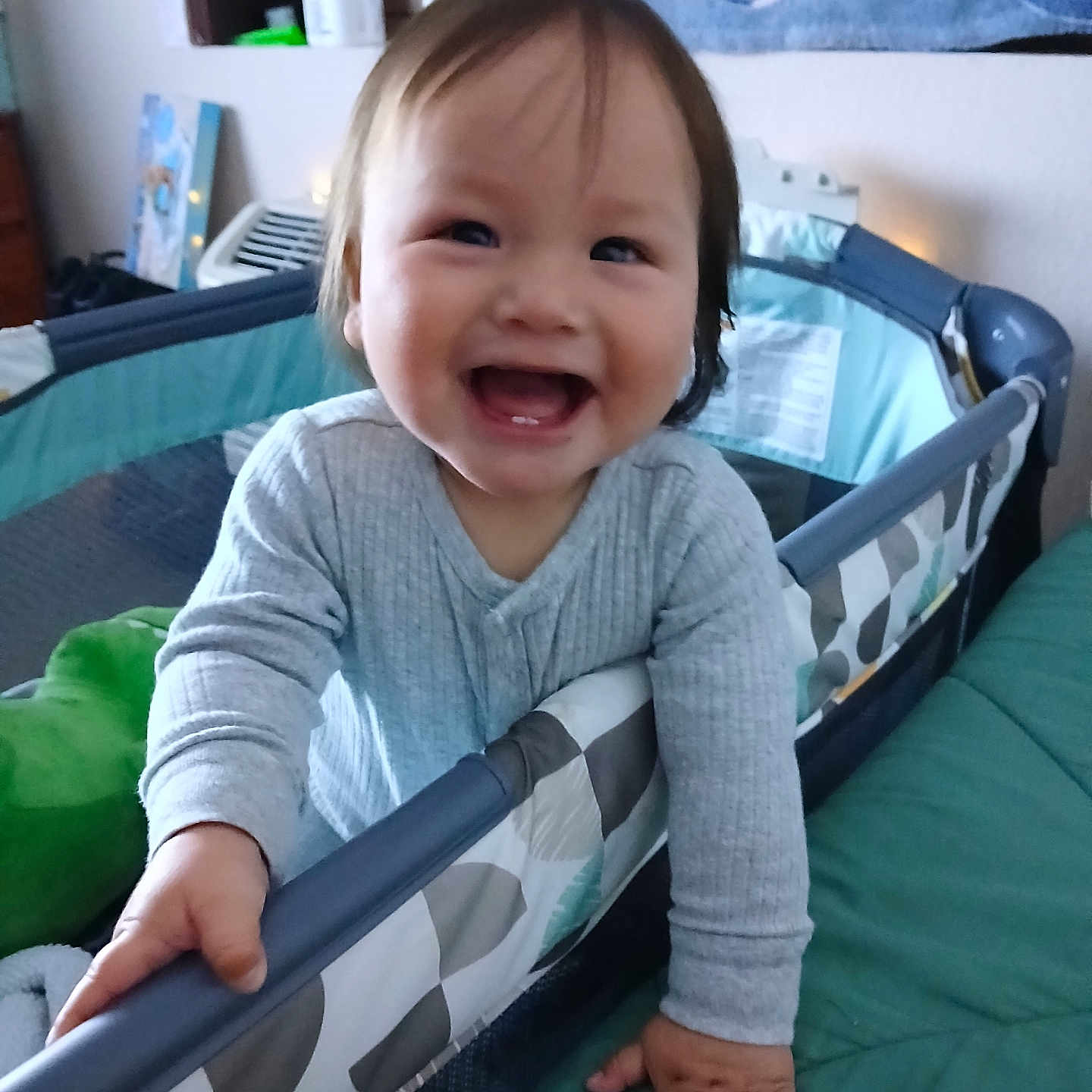 Vance joined the competition — help win amazing prizes! baby, blanket, child, clothing, cozy, cute, face, furniture, hands, happy, home, indoor, infant, person, playpen, room, smiling, soft_lighting, toddler, toy