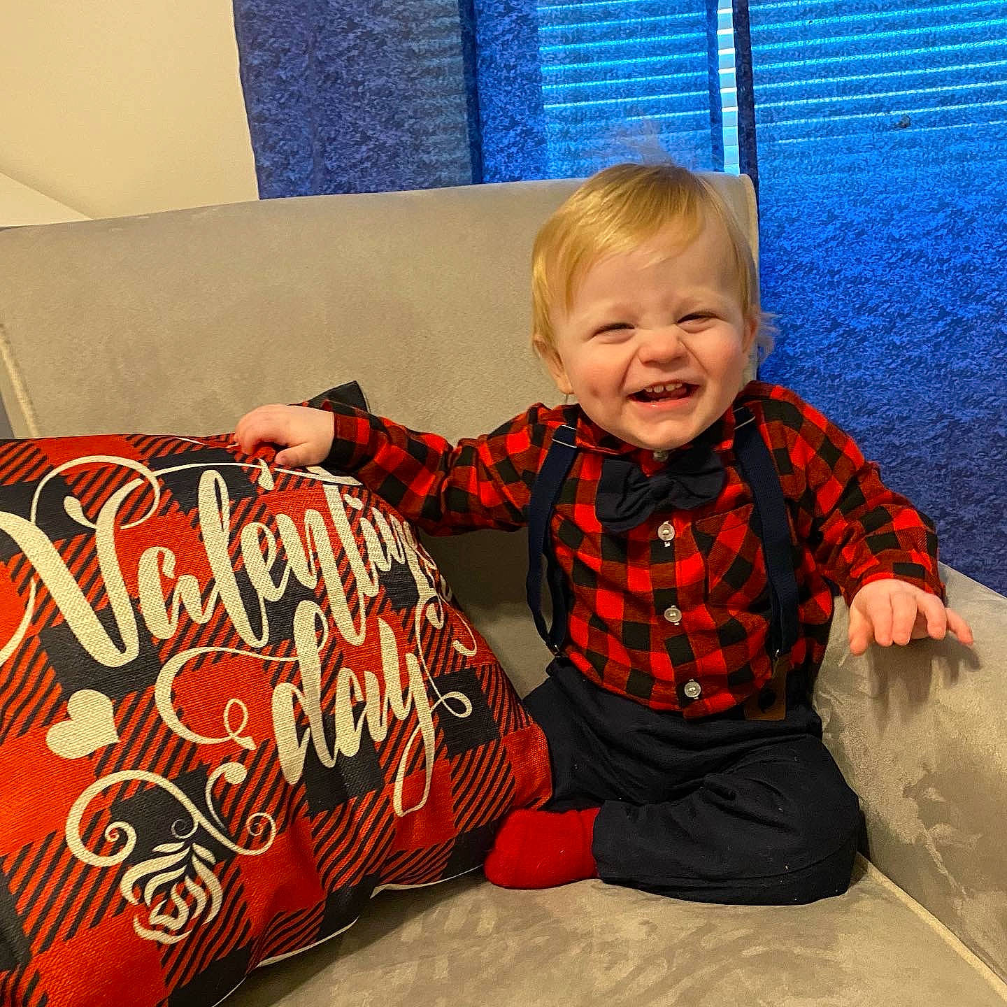 John joined the competition — help win amazing prizes! baby_toddler_clothing, child, comfort, couch, design, flooring, fun, happy, head, human, human_body, linens, mammal, orange, pattern, person, sitting, sleeve, smile, t_shirt