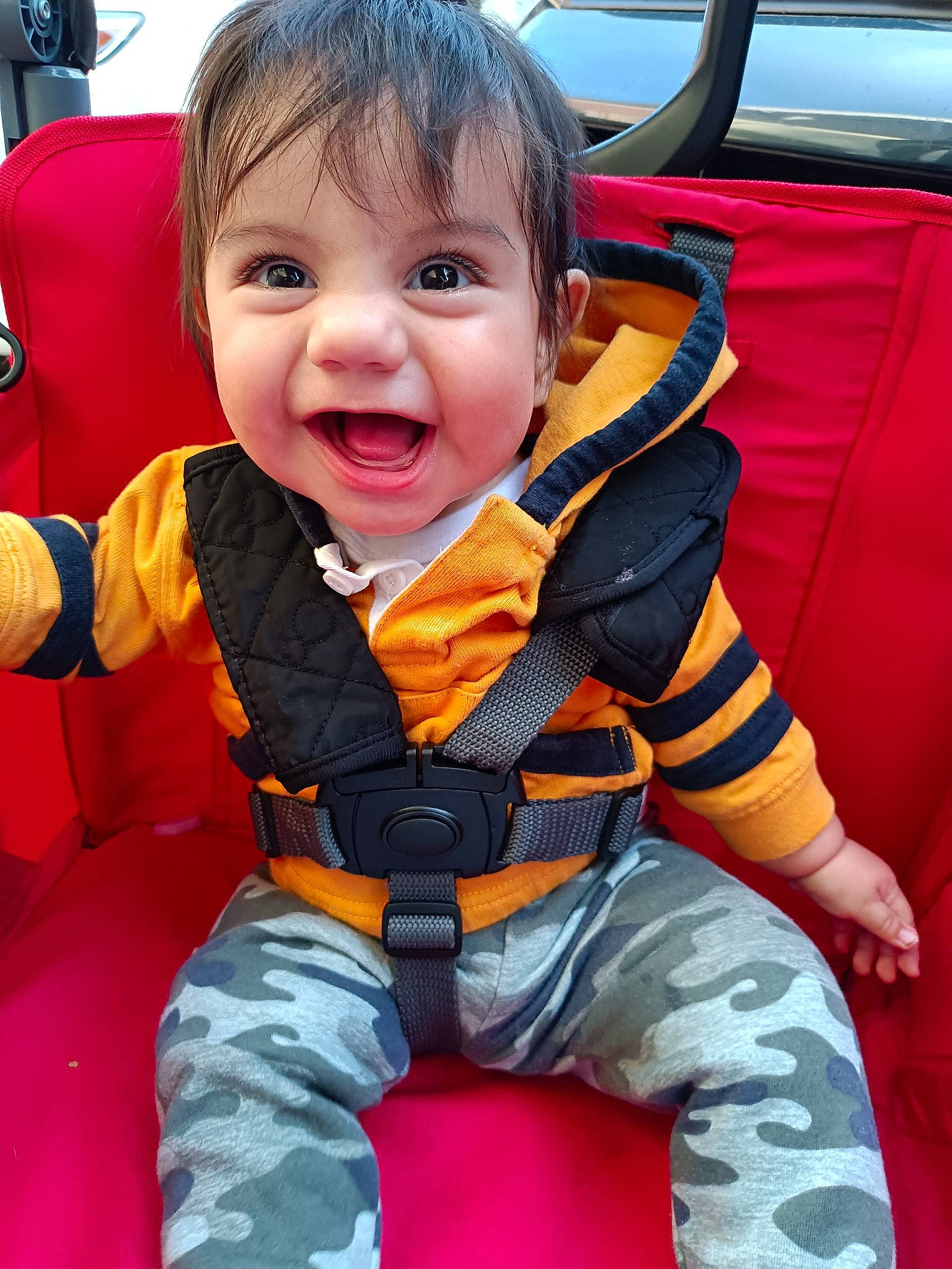 Oliver joined the competition — help win amazing prizes! baby_products, baby_toddler_clothing, car, car_seat, child, electric_blue, family_car, fun, grass, happy, joy, leisure, luxury_vehicle, motor_vehicle, person, personal_protective_equipment, recreation, sitting, sleeve, smile
