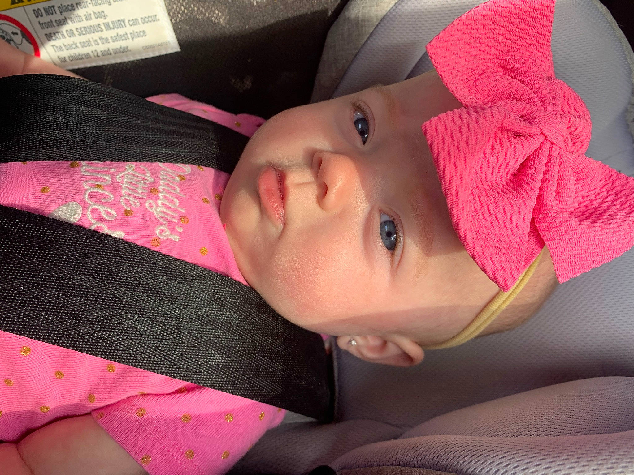 Kameryn joined the competition — help win amazing prizes! baby, baby_toddler_clothing, cap, cheek, child, chin, comfort, eyelash, facial_expression, finger, hat, headwear, lip, magenta, mouth, nose, pattern, person, pink, skin