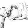 Johnathon is registered to the contest to win money with this photo: newborn, baby, sleeping, black_and_white, tattoo, hand, blanket, infant, portrait, peaceful, soft, wrapped, cursive_text, parent, close_up, resting, calm, cute, tender, love