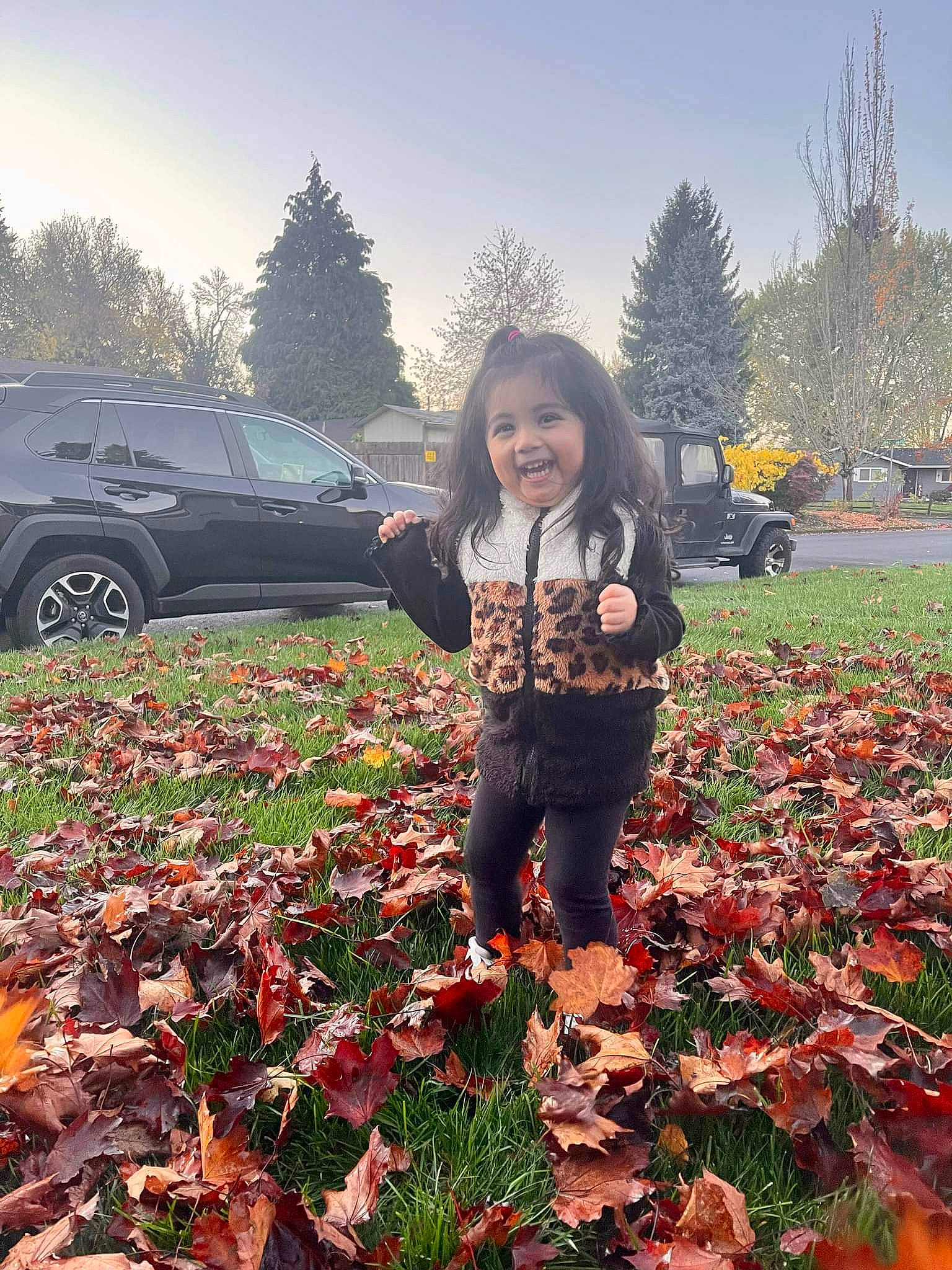 Melanie joined the competition — help win amazing prizes! automotive_tire, car, cloud, deciduous, grass, happy, jeans, joy, leaf, mountain, people_in_nature, person, plant, sky, smile, tints_and_shades, tire, toddler, tree, vehicle