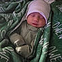 newborn, baby, sleeping, blanket, hat, pajamas, cozy, infant, child, cute, soft, resting, wrapped, green, white, peaceful, indoors, portrait, warm, comfort