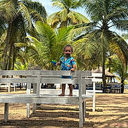 Manoa participe au concours pour gagner de l'argent avec cette photo : barefoot, bench, child, clothing, daylight, greenery, holiday, nature, outdoor, pacifier, palm_trees, playful, portrait, sand, standing, summer, sunny, toddler, toy, vacation