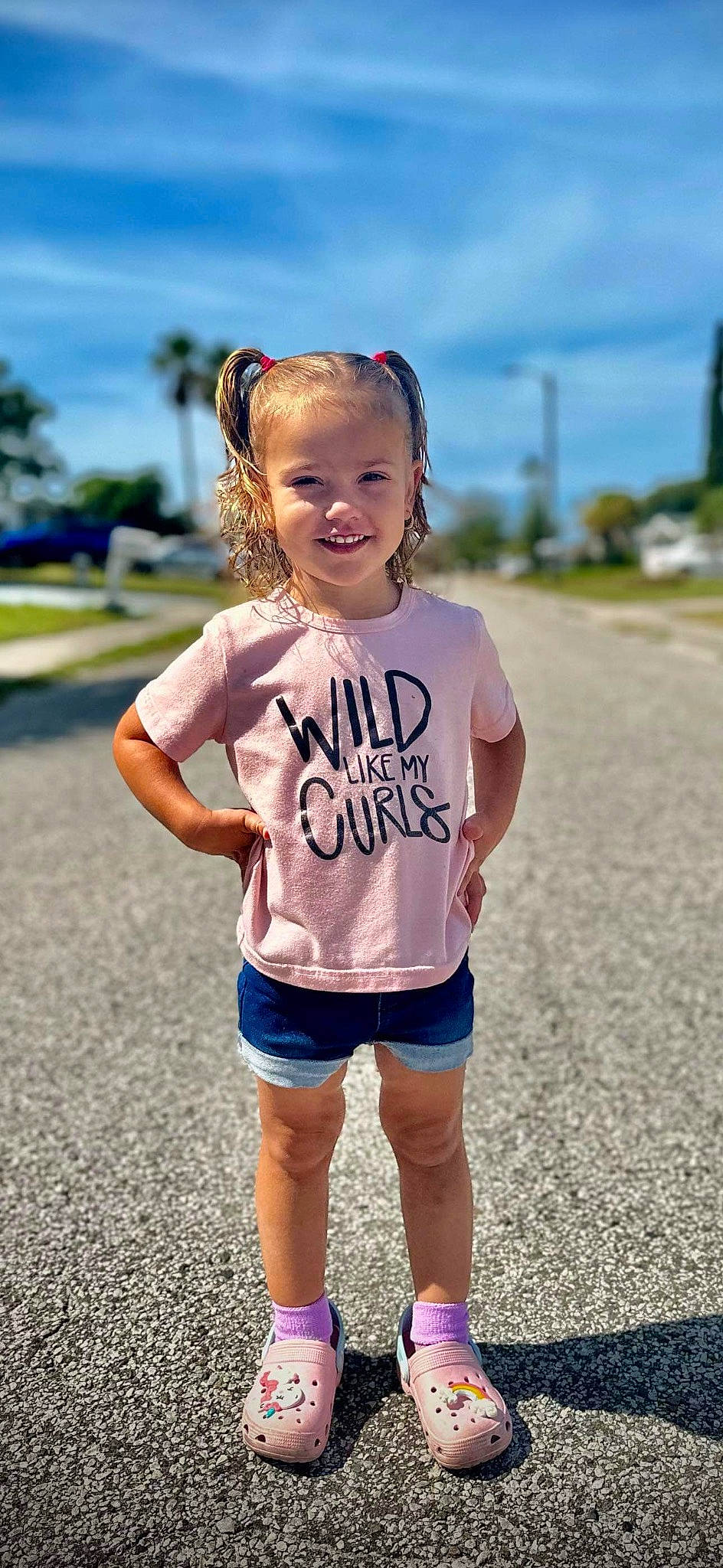 River joined the competition — help win amazing prizes! asphalt, azure, blond, electric_blue, eye, face, fun, grass, happy, joy, leisure, person, recreation, running, shorts, sky, sleeve, smile, sportswear, standing