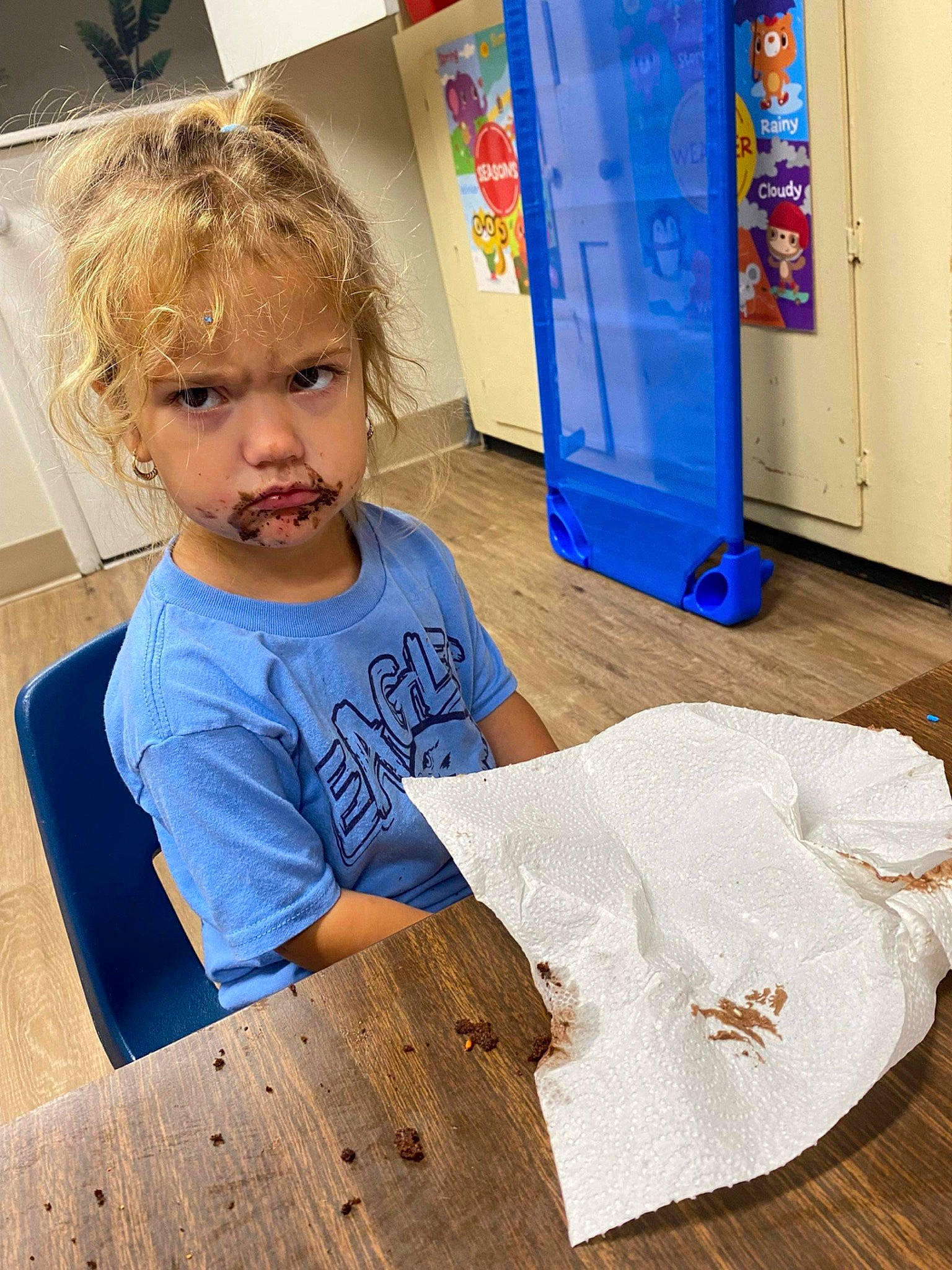 River joined the competition — help win amazing prizes! baby_toddler_clothing, child, flooring, fun, hardwood, leisure, machine, pattern, person, play, refrigerator, room, sitting, sleeve, t_shirt, table, tableware, toddler, varnish, wood