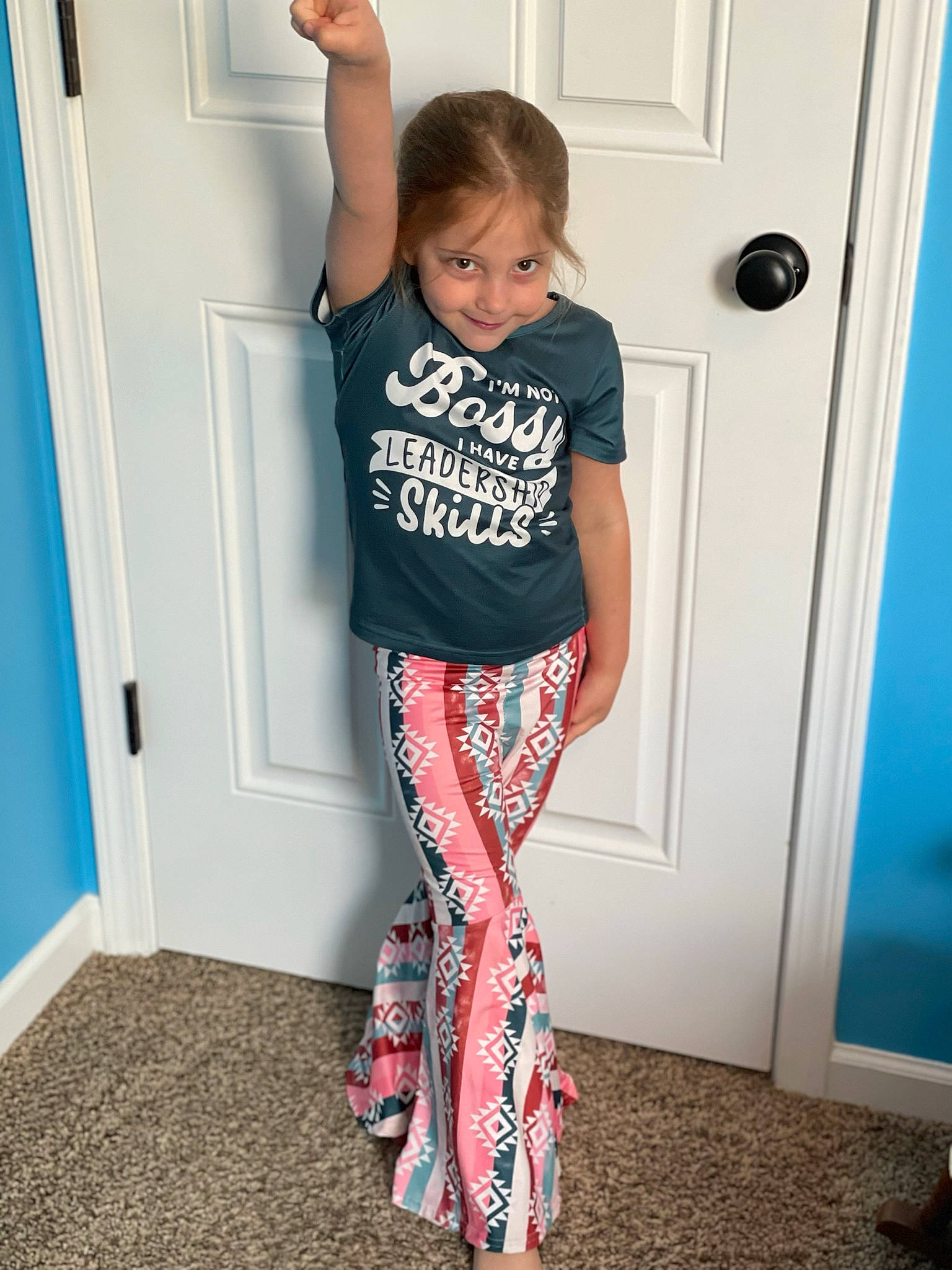 Lila joined the competition — help win amazing prizes! abdomen, active_pants, blue, denim, door, elbow, electric_blue, flooring, human_leg, joint, joy, knee, neck, person, shoulder, sleeve, sportswear, sweatpant, t_shirt, thigh