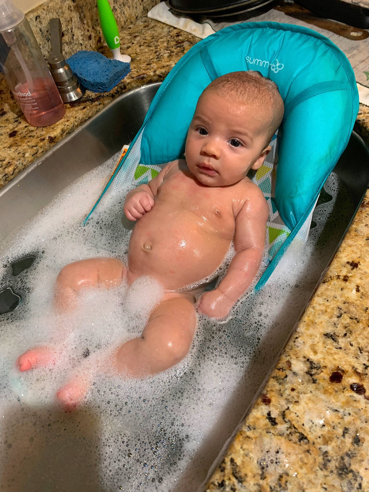Zavier joined the competition — help win amazing prizes! baby, baby_bathing, bathing, bathtub, child, person, washing