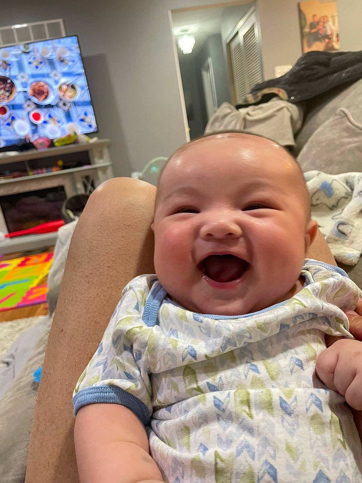 Liam joined the competition — help win amazing prizes! baby, baby_laughing, baby_toddler_clothing, cheek, child, comfort, event, facial_expression, fun, happy, iris, laugh, lip, mouth, nose, person, picture_frame, room, skin, smile