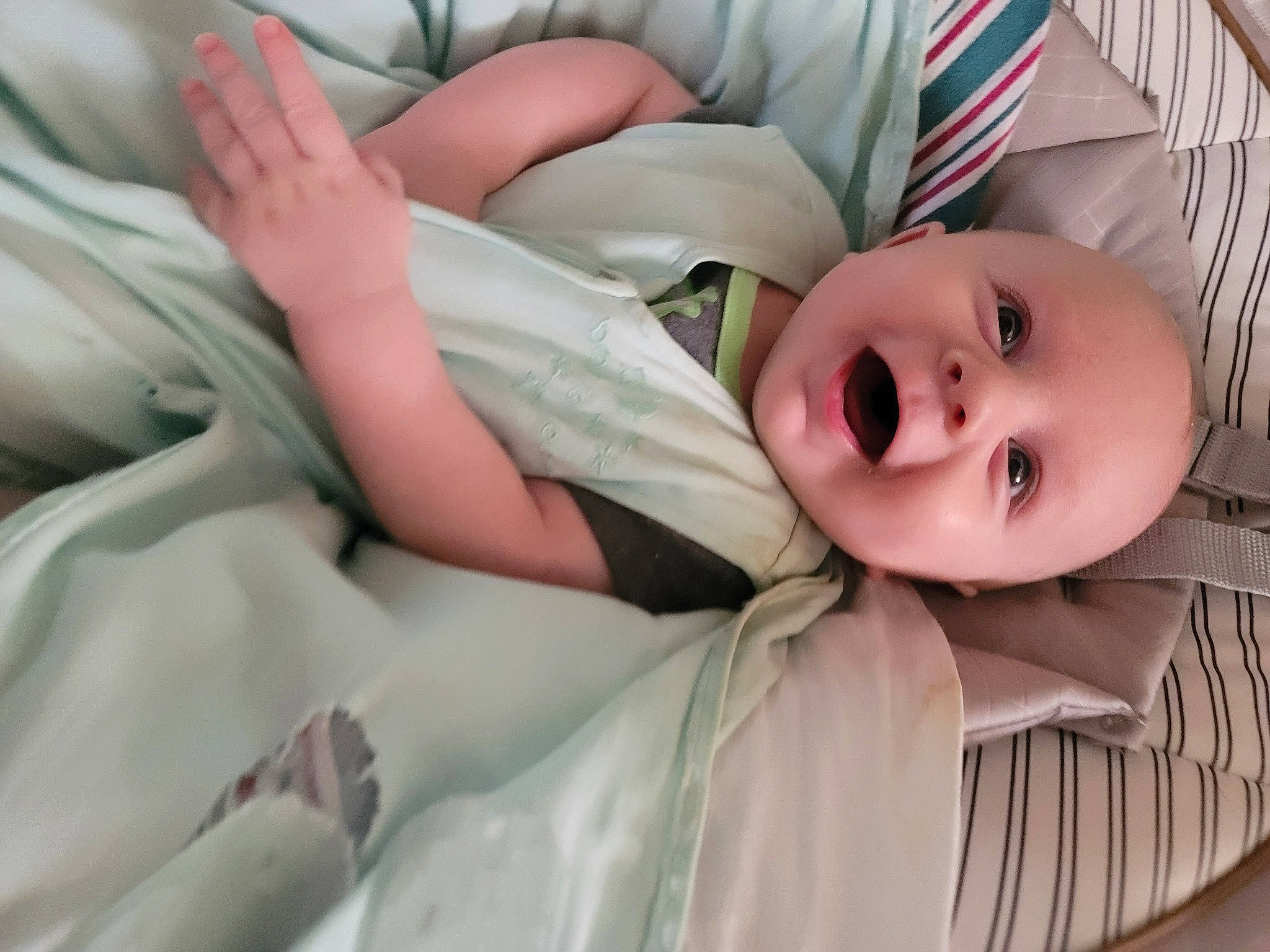 Desmond joined the competition — help win amazing prizes! baby, baby_products, baby_safety, baby_toddler_clothing, cheek, child, comfort, dress, eye, eyelash, human_body, linens, lip, nose, pattern, person, room, skin, sleeve, smile