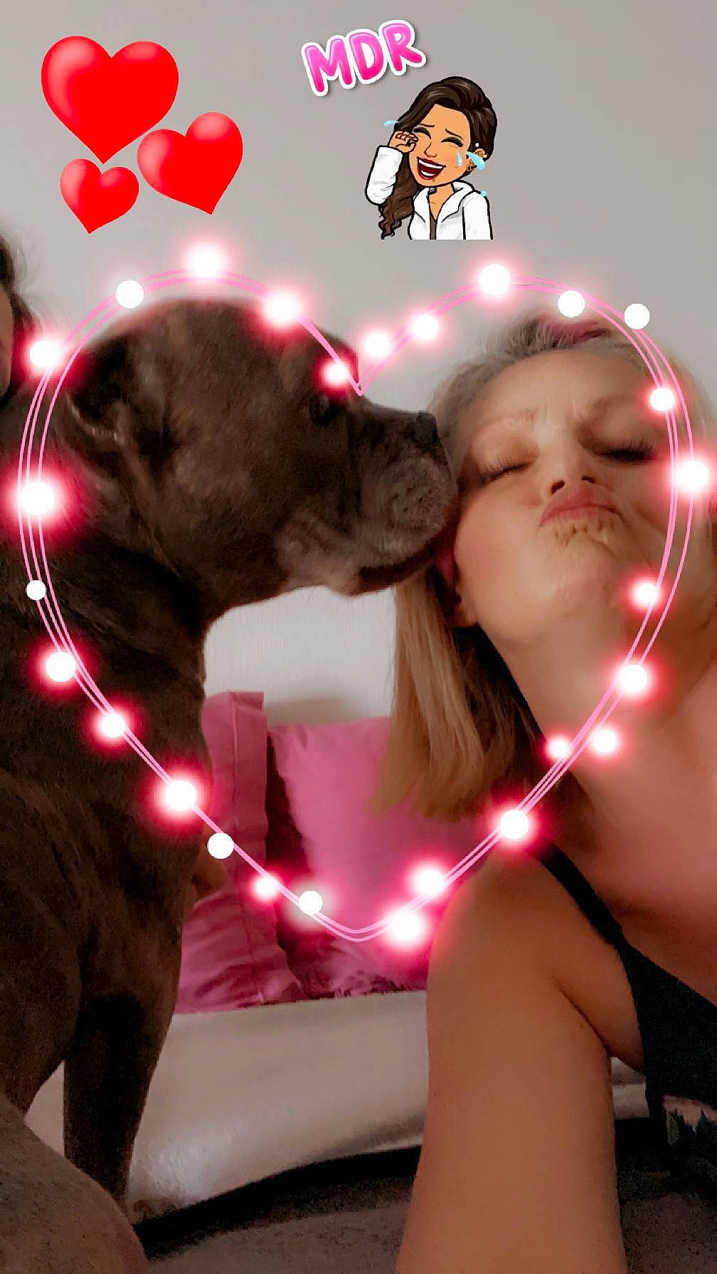 Symba participe au concours pour gagner de l'argent avec cette photo : art, darkness, ear, event, fun, fur, gesture, happy, head, holiday, human, human_body, light, lighting, magenta, mammal, organ, pink, red, selfie