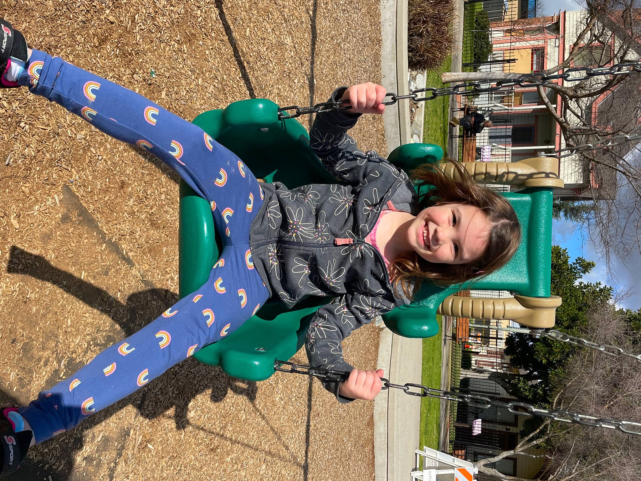 Annalee joined the competition — help win amazing prizes! city, electric_blue, fun, grass, joy, leisure, outdoor_play_equipment, person, plant, play, playground, recreation, sky, smile, soil, tree