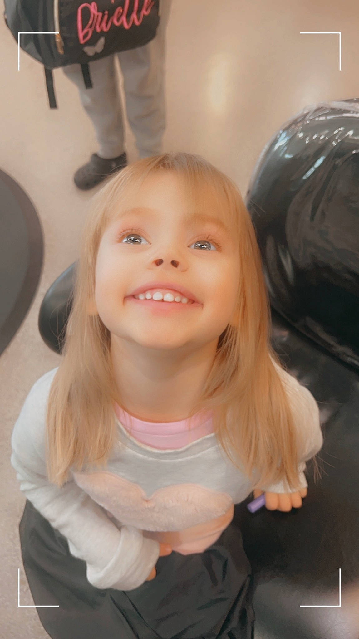 Brynnlee is registered to the contest to win money with this photo: blond, cheek, chin, eyebrow, eyelash, floor, flooring, fun, gesture, hair, hairstyle, happy, iris, jaw, joy, long_hair, mouth, person, skin, smile