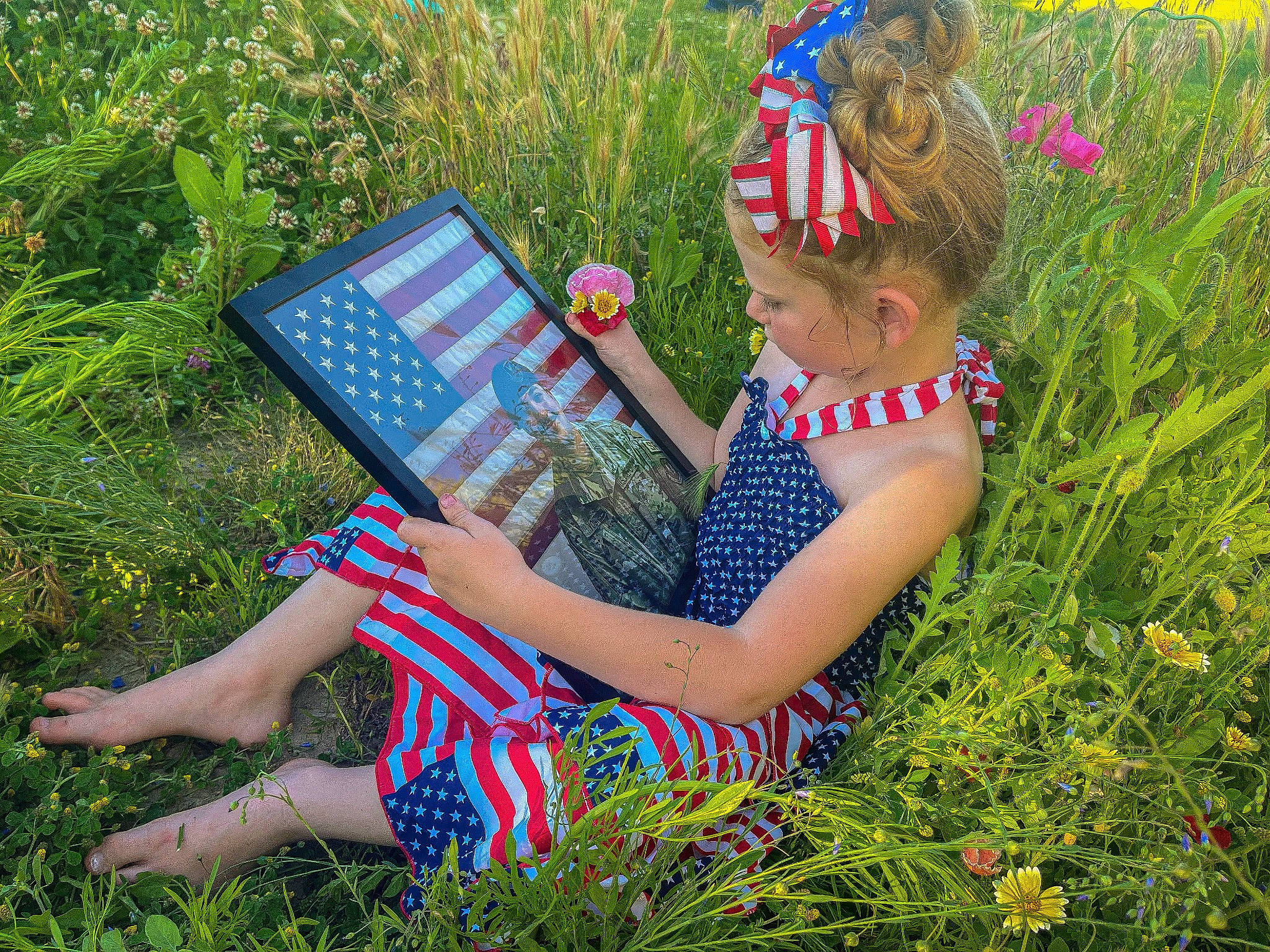 Kashlynn joined the competition — help win amazing prizes! dress, electric_blue, eyewear, flower, fun, grass, grassland, green, groundcover, happy, lawn, leisure, meadow, natural_environment, people_in_nature, person, plant, prairie, summer, sunglasses