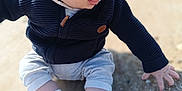 Marius participe au concours pour gagner de l'argent avec cette photo : baby, beach, child, clothing, cute, exploring, expression, hand, hat, navy_sweater, outdoor, pants, sand, shoes, sitting, socks, sunlight, toddler, tongue, white_hat