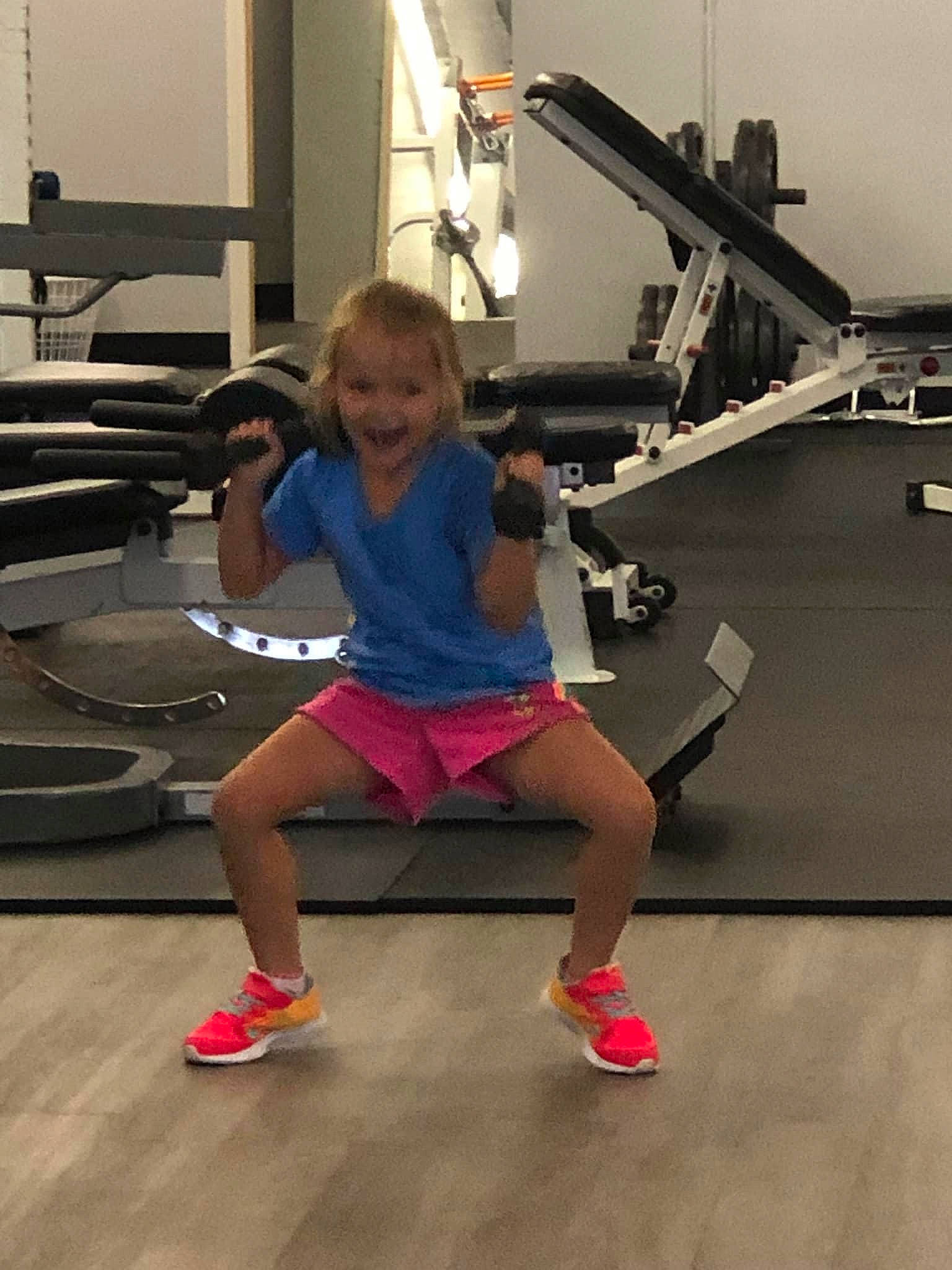 Gabriella Hays is registered to the contest to win money with this photo: arm, balance, bench, exercise, exercise_equipment, fitness_professional, gym, human_body, human_leg, joint, joy, knee, leg, muscle, person, physical_fitness, room, shoulder, squat, strength_training