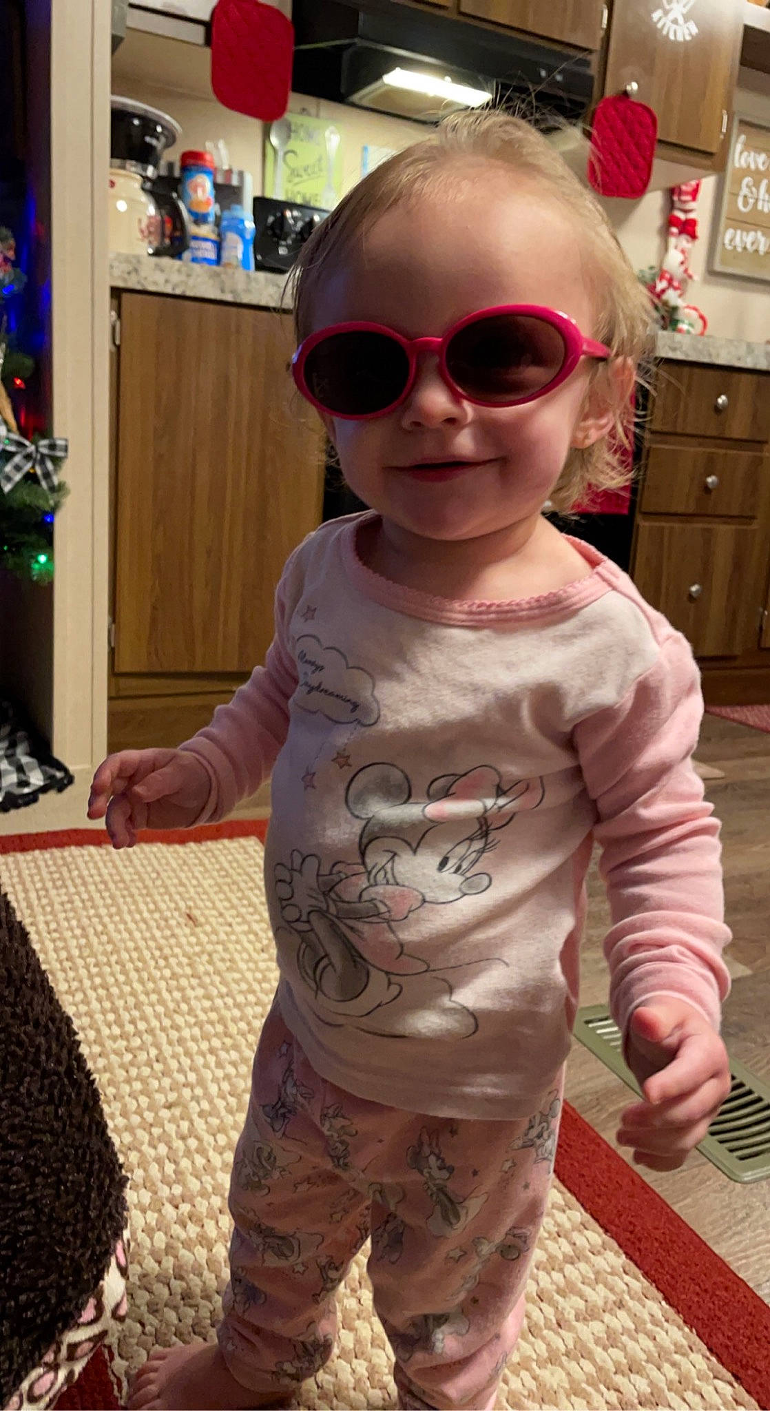 Akira joined the competition — help win amazing prizes! baby, baby_toddler_clothing, cabinetry, child, cool, eyewear, flooring, fun, glasses, goggles, hairstyle, head, joy, person, pink, skin, sleeve, smile, standing, sunglasses
