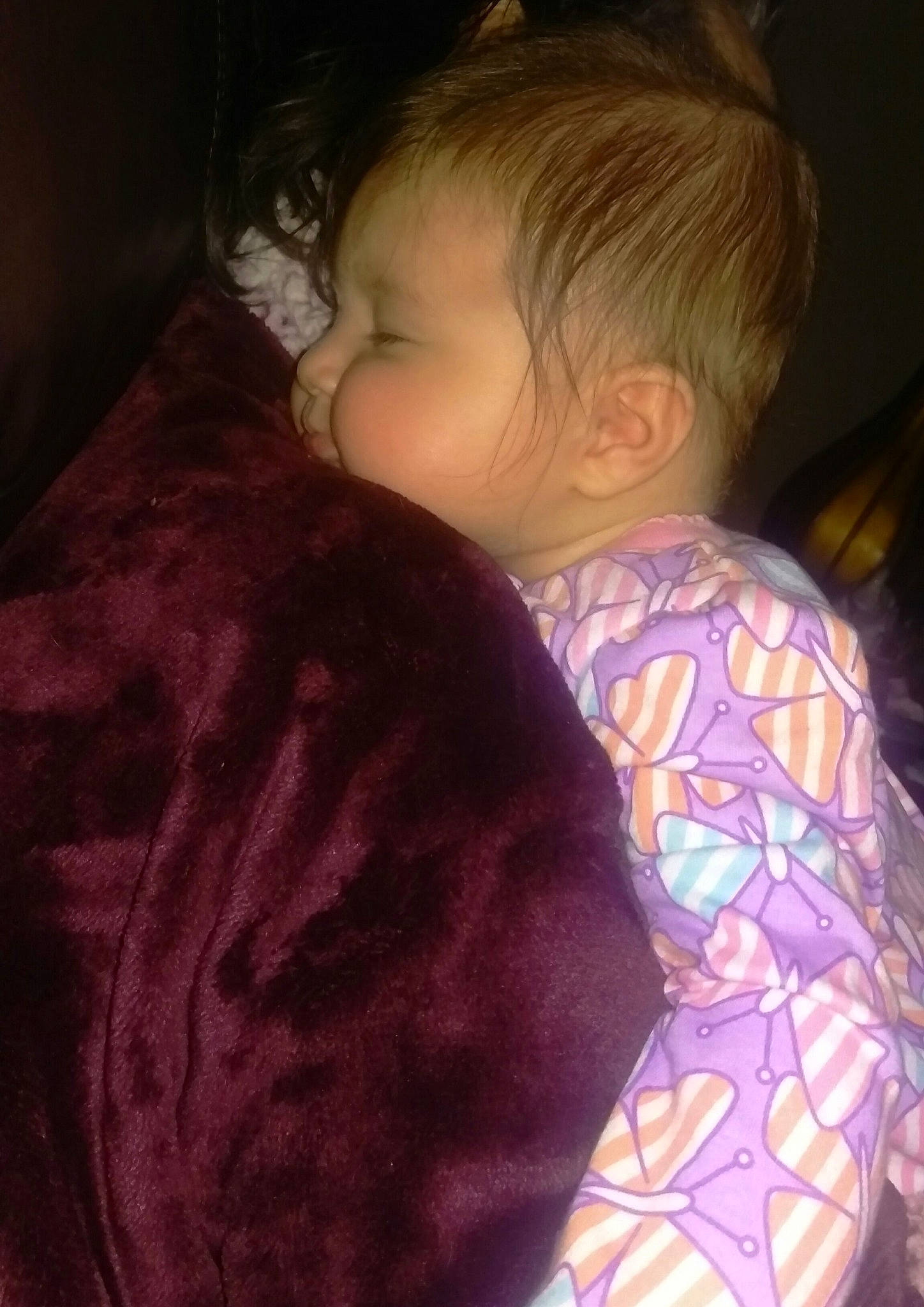 Adaleigh joined the competition — help win amazing prizes! arm, cheek, child, ear, eye, girl, hair, head, human_hair_color, infant, iris, nose, person, purple, skin, sleep, textile, toddler