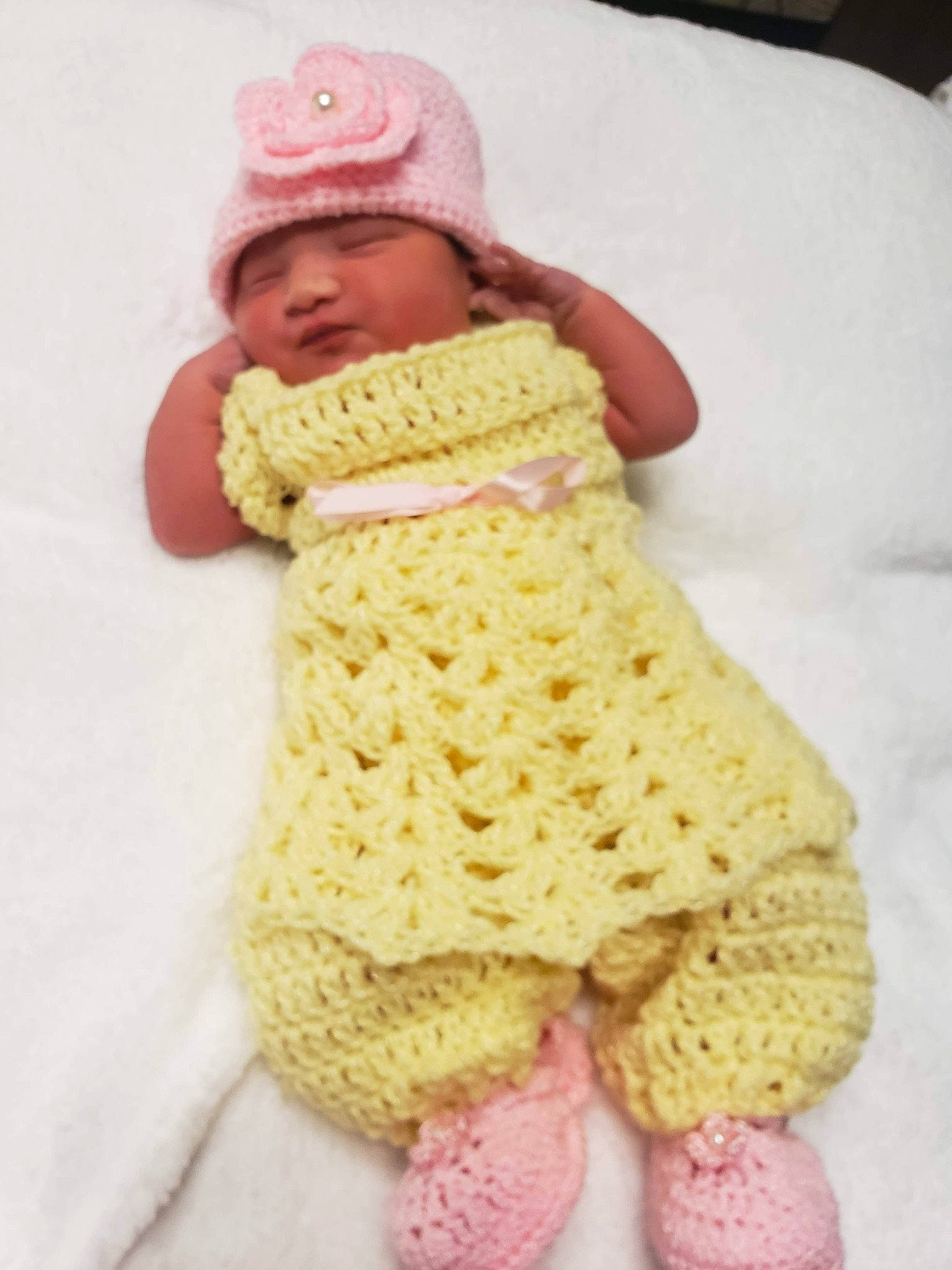 Aileen joined the competition — help win amazing prizes! baby, baby_products, baby_toddler_clothing, baby_toys, child, craft, crochet, finger, headgear, headwear, knitting, outerwear, pattern, person, pink, product, stuffed_toy, textile, toddler, wool