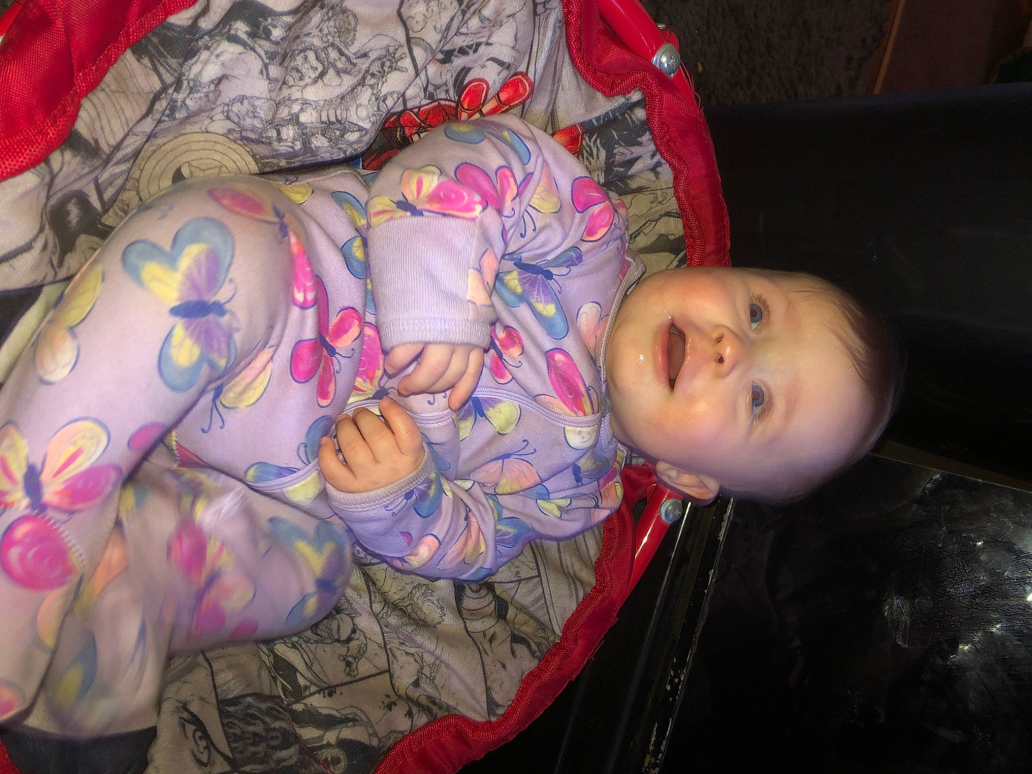 Nova joined the competition — help win amazing prizes! arm, baby, baby_toddler_clothing, cheek, child, comfort, face, fun, headgear, human_body, mouth, organ, pattern, person, personal_protective_equipment, pink, purple, room, sleeve, toddler